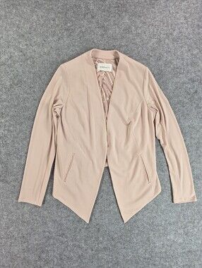 BCBG MaxAzria Dusty Blush Open-Front Blazer Asymmetrical Office Sz L